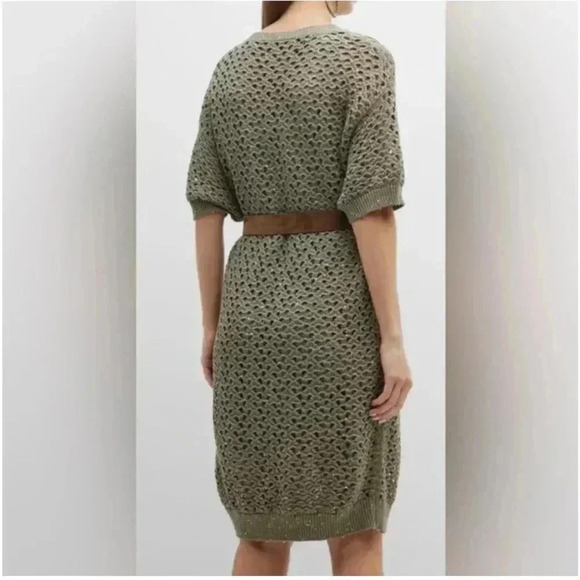 NWOT Brunello Cucinelli Paillette Crochet Knit Linen-Silk Dress - Picture 2 of 5